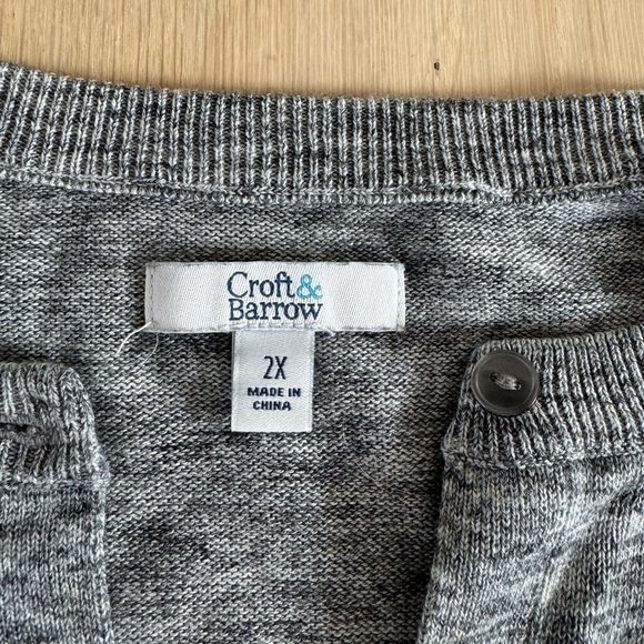 Croft & Barrow Gray Cardigan Sweater Size 2X - Picture 2 of 3